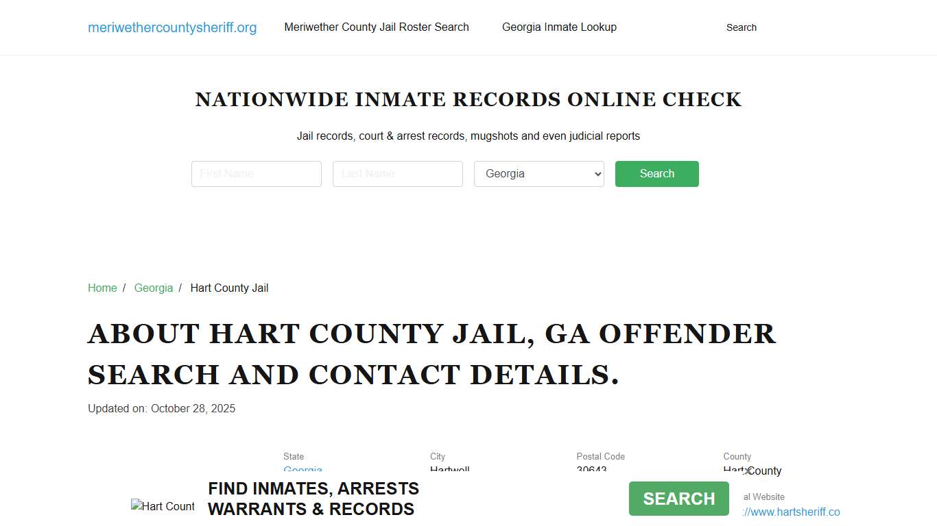 Hart County Jail, GA Offender Search, Contacts.
