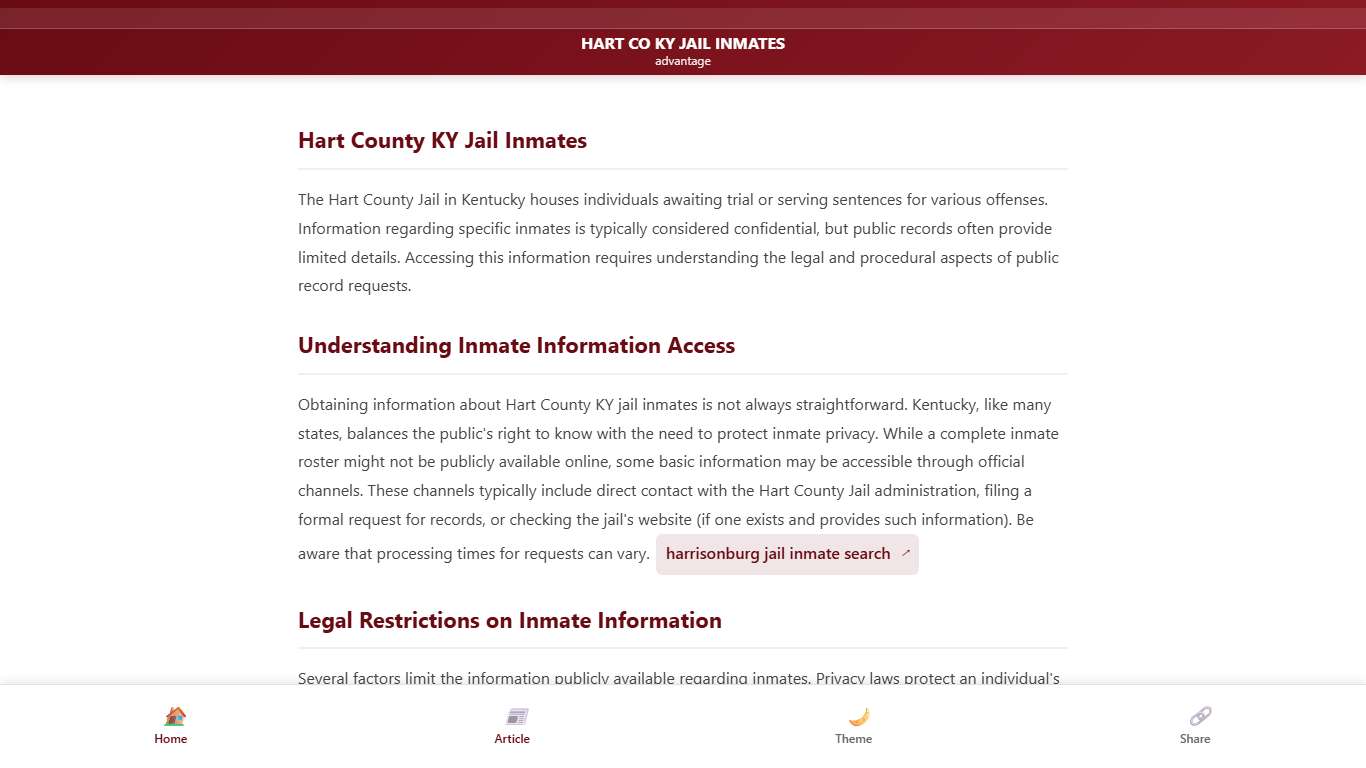 HART CO KY JAIL INMATES - advantage